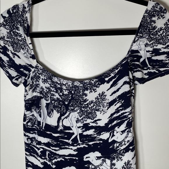 Reformation telluride dress Navy and White Toile Mini Dress 4 - Picture 4 of 8